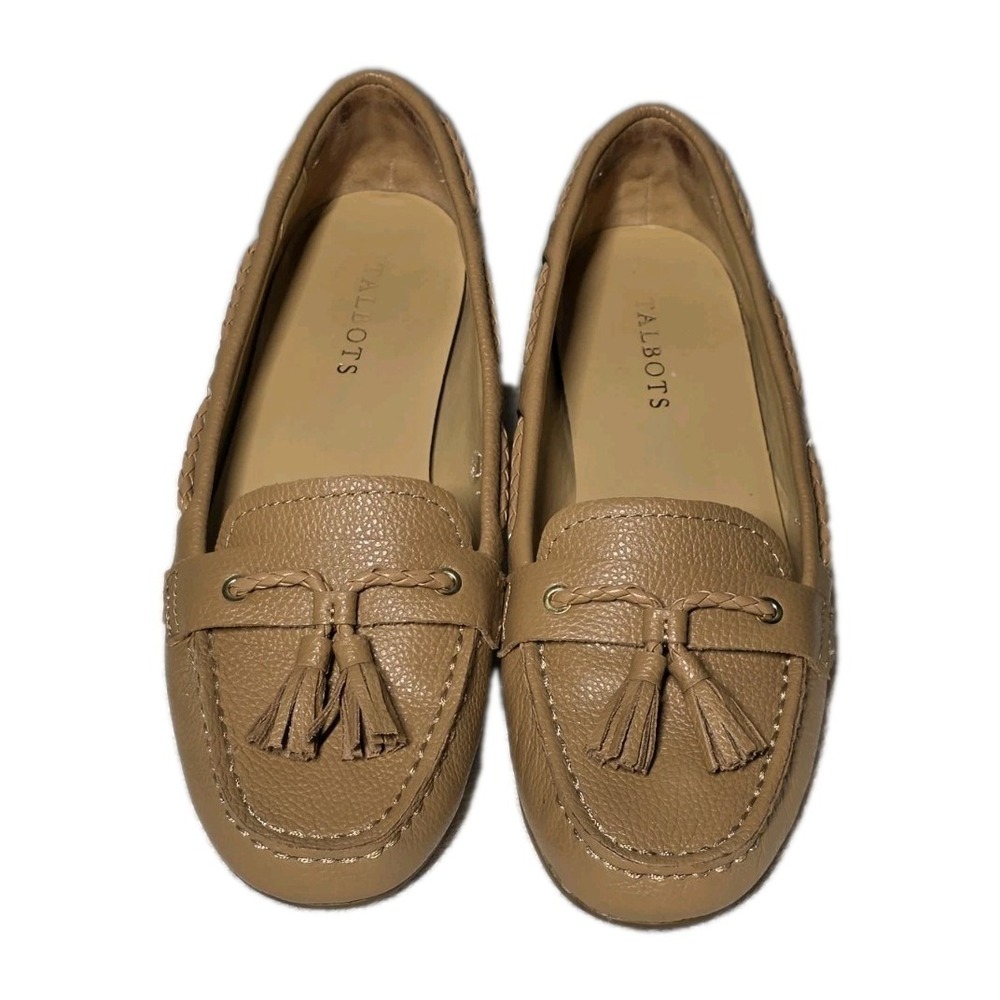 Talbots Womens Size 8 M Brown Pebbled Leather‎ Tassel Loafers Driving Flats